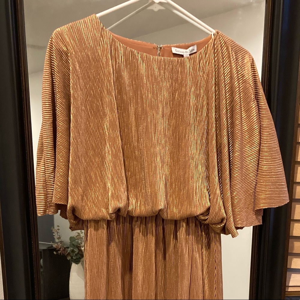 Night of elegance bronze maxi dress